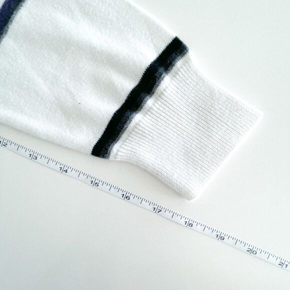 Billabong Mens Crewneck Sweater Long Sleeved Logo White Black Striped Size M - Picture 7 of 8